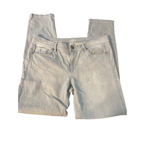 Loft Modern Skinny Light Gray Denim Jeans 31/12 Womens 5 Pocket Belt Loops - Picture 1 of 4